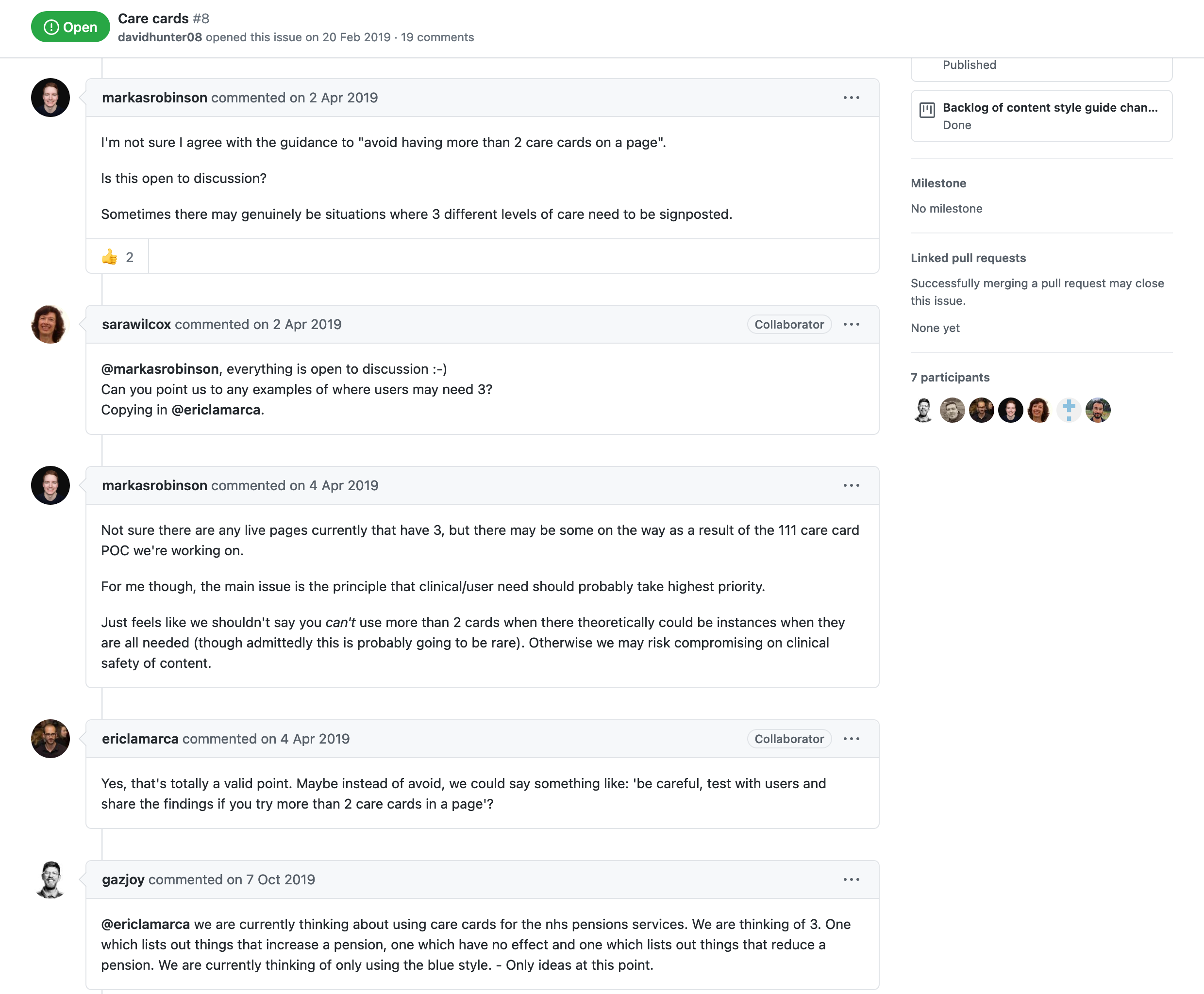 A screenshot of people discussing on GitHub.