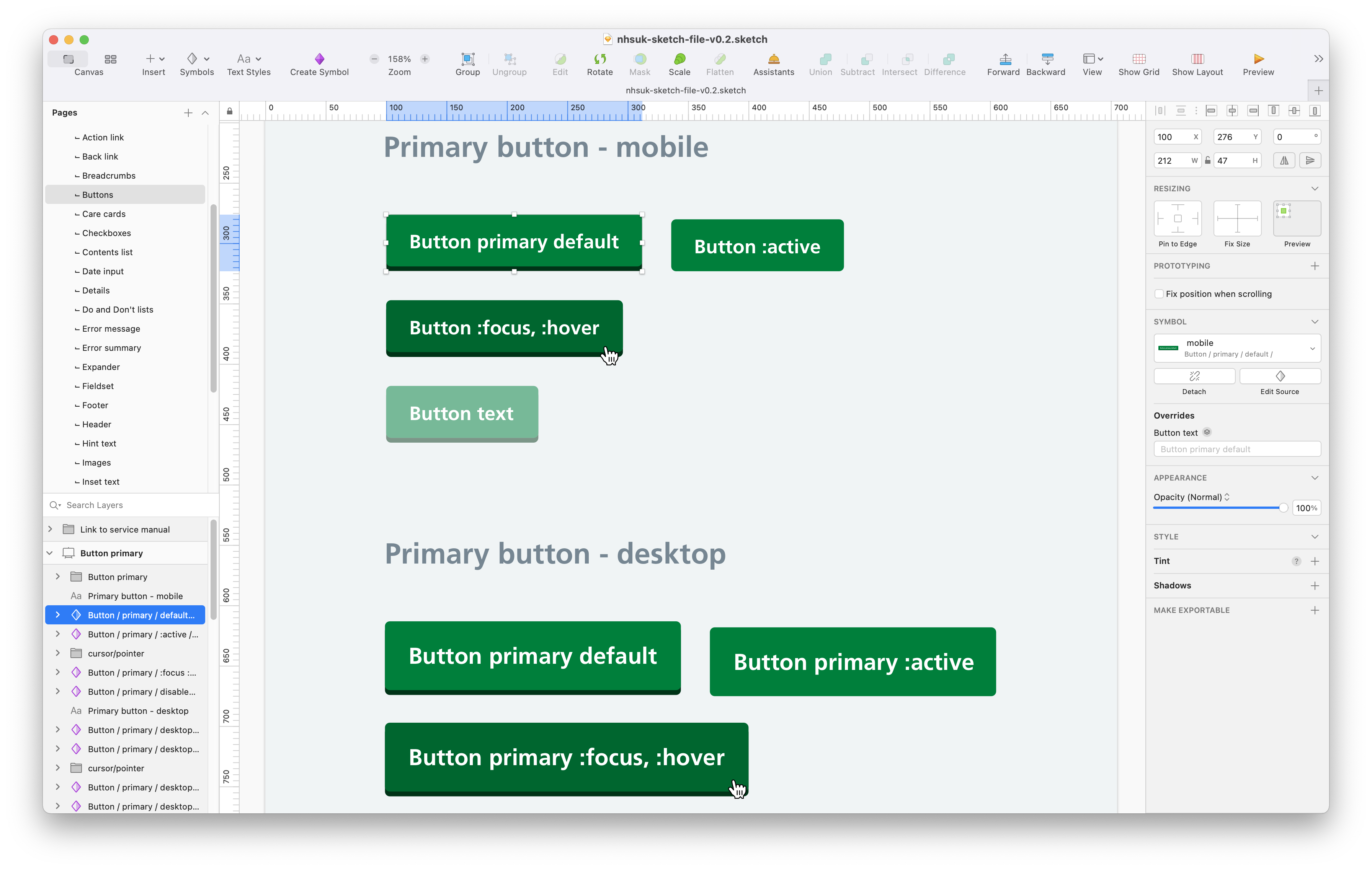 A screenshot of the Primary button component.